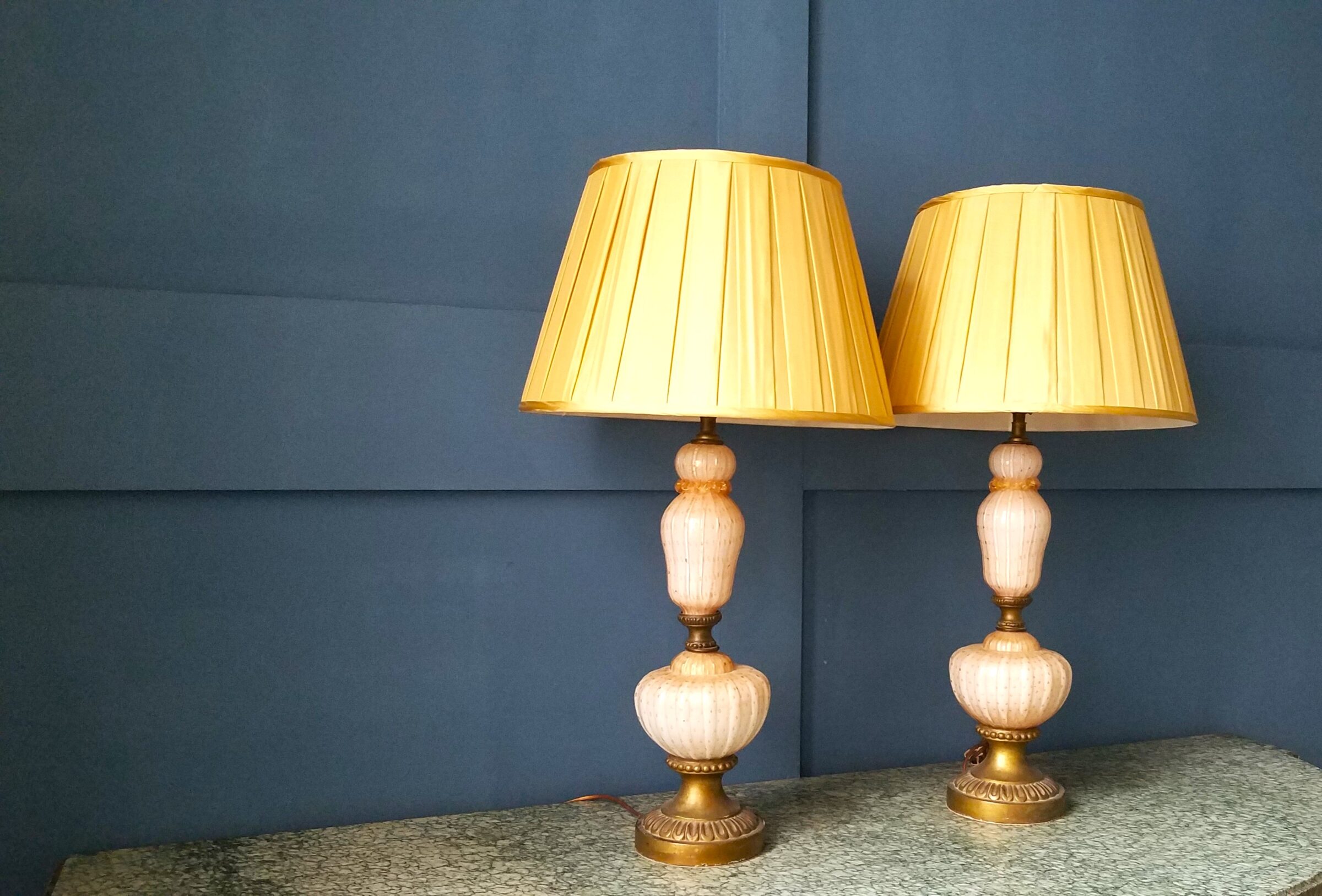 Pair, Vintage Italian Venetian Glass Table Lamps